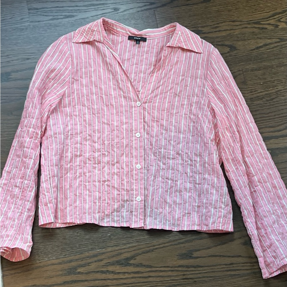 DREW cropped button down top sm